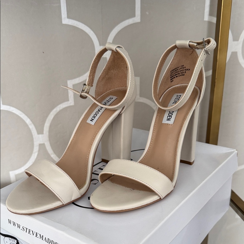 Steve Madden Beige Ankle Strap Heels